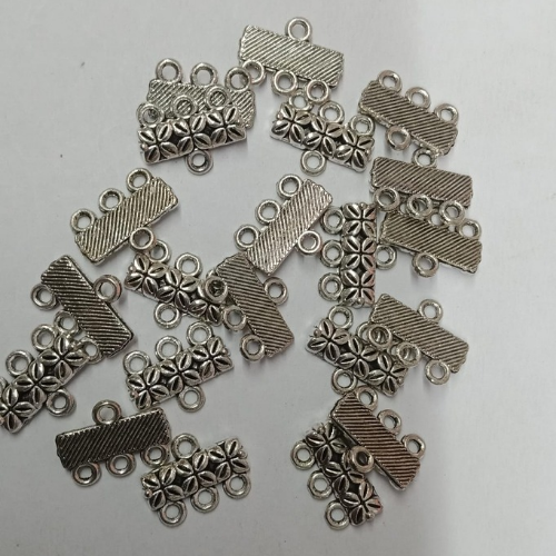 3 Hole Oxidised Silver Connector